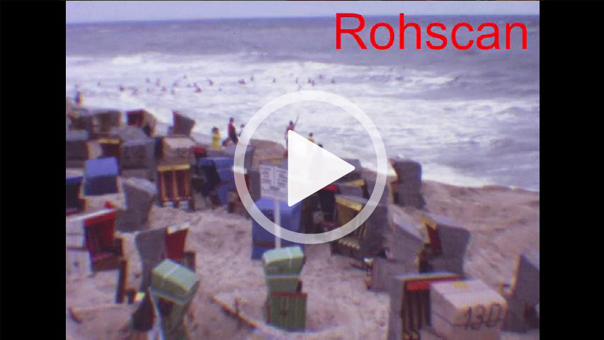 scansione grezza, corretta, confronto, film, trasferimento